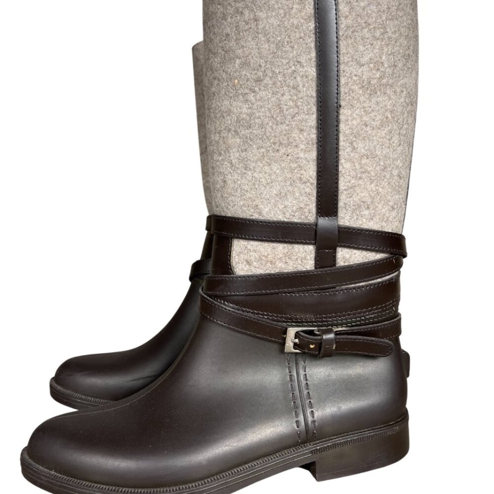 Salvatore Ferragamo Cordelia Felt Riding Rain Boots, 7